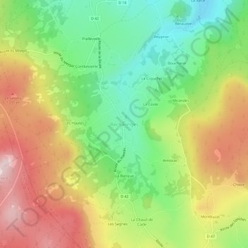 Mappa topografica Recharinges, altitudine, rilievo