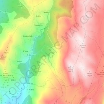 Mappa topografica Inxerto, altitudine, rilievo
