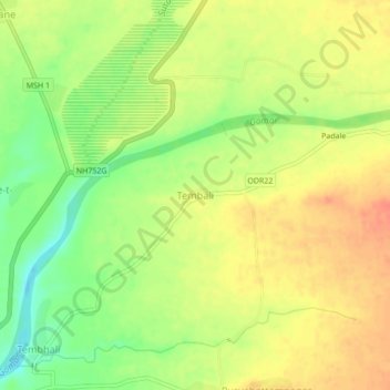 Mappa topografica Tembali, altitudine, rilievo