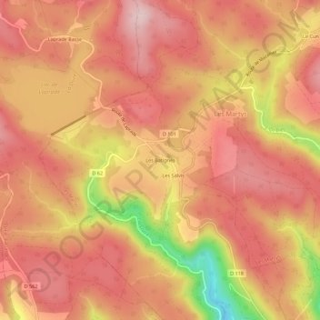 Mappa topografica Les Batignès, altitudine, rilievo