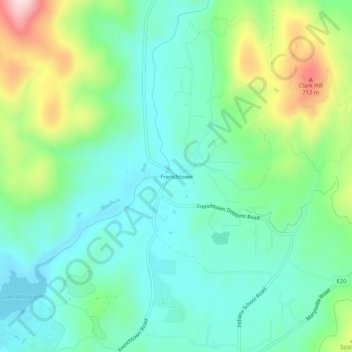Mappa topografica Frenchtown, altitudine, rilievo