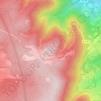 Mappa topografica Fleckertshöhe, altitudine, rilievo