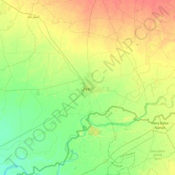 Mappa topografica Narowal, altitudine, rilievo