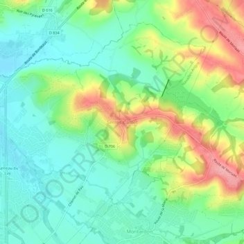 Mappa topografica Serres-Castet, altitudine, rilievo