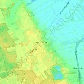 Mappa topografica Weerdinge, altitudine, rilievo