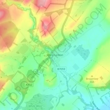 Mappa topografica West Linton, altitudine, rilievo