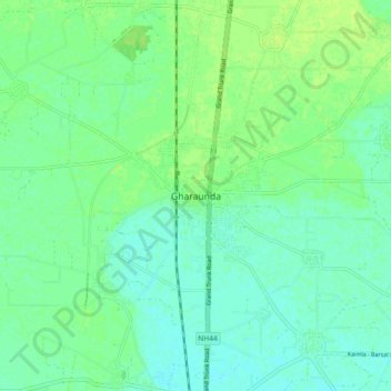 Mappa topografica Gharaunda, altitudine, rilievo