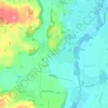 Mappa topografica Chavagneux, altitudine, rilievo
