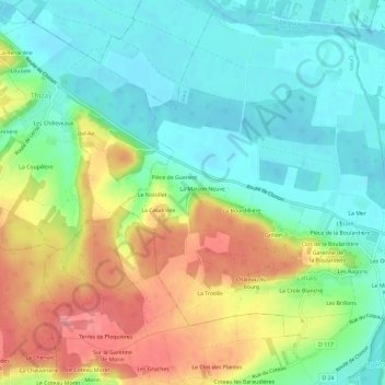 Mappa topografica Les Jouanneaux, altitudine, rilievo