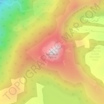Mappa topografica Barn Bluff, altitudine, rilievo