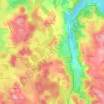 Mappa topografica Les Troix Croix, altitudine, rilievo