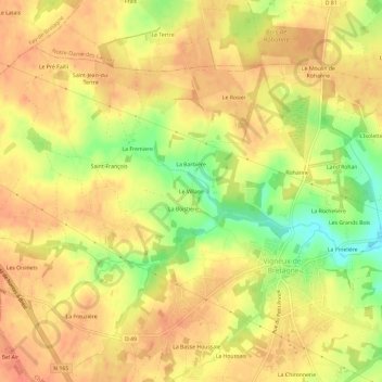 Mappa topografica Le Village, altitudine, rilievo