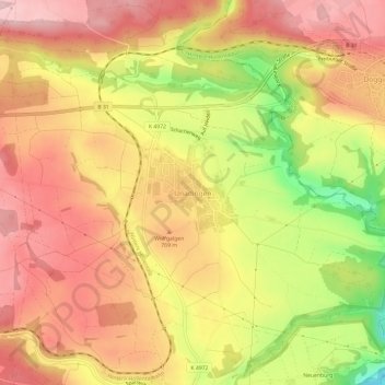 Mappa topografica Unadingen, altitudine, rilievo