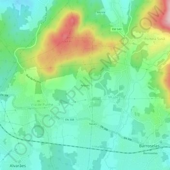 Mappa topografica Arques, altitudine, rilievo