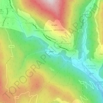 Mappa topografica Sopalù, altitudine, rilievo
