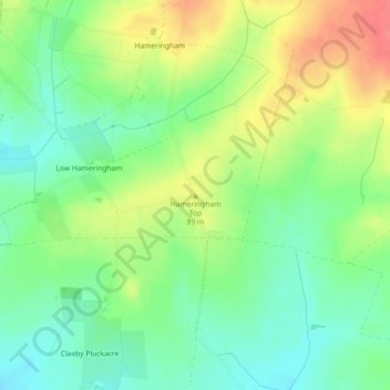 Mappa topografica Hameringham Top, altitudine, rilievo