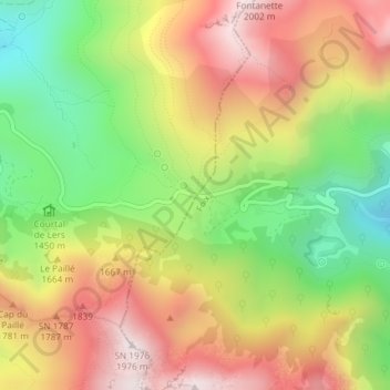 Mappa topografica Port de Lers, altitudine, rilievo