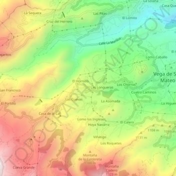 Mappa topografica El Mesón, altitudine, rilievo