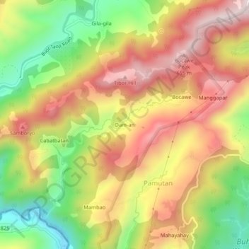 Mappa topografica Dam-an, altitudine, rilievo