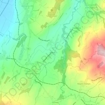 Mappa topografica Villariaz, altitudine, rilievo