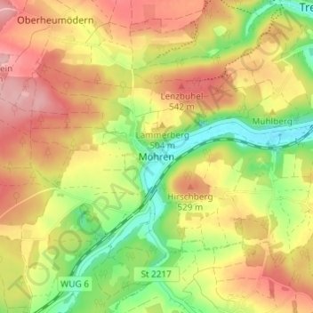 Mappa topografica Möhren, altitudine, rilievo