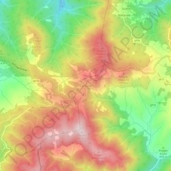 Mappa topografica Consuma, altitudine, rilievo