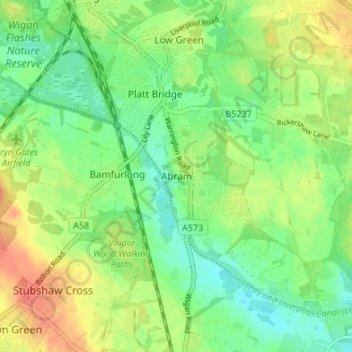 Mappa topografica Abram, altitudine, rilievo