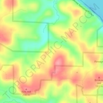 Mappa topografica Panther Falls, altitudine, rilievo