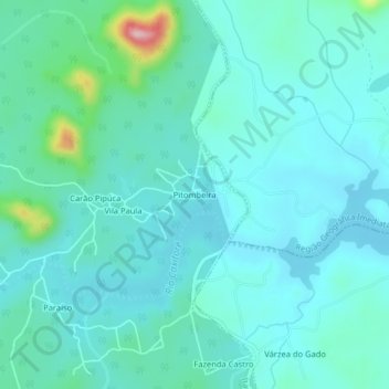 Mappa topografica Pitombeira, altitudine, rilievo