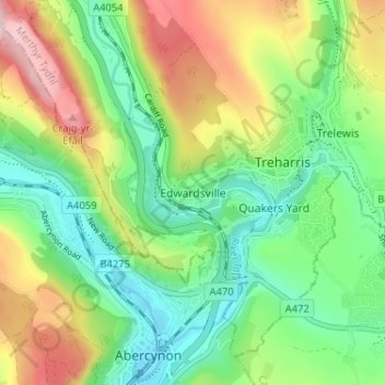 Mappa topografica Edwardsville, altitudine, rilievo