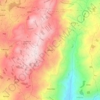 Mappa topografica Alfarela, altitudine, rilievo
