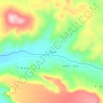 Mappa topografica Ovejuyo, altitudine, rilievo