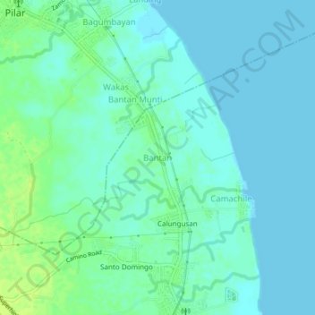 Mappa topografica Bantan, altitudine, rilievo