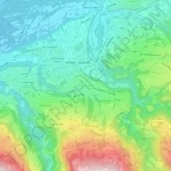Mappa topografica Villa di Villa, altitudine, rilievo
