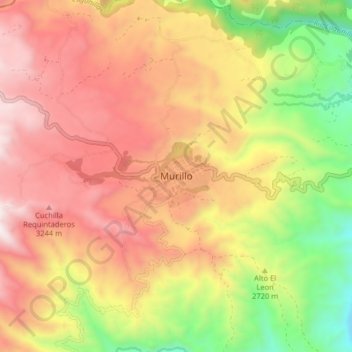 Mappa topografica Murillo, altitudine, rilievo