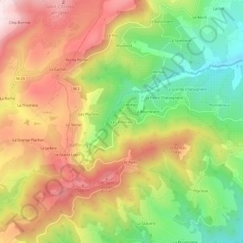 Mappa topografica Les Écheries, altitudine, rilievo