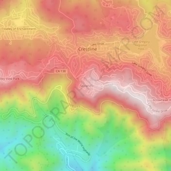 Mappa topografica Skyland, altitudine, rilievo