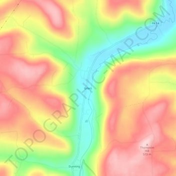 Mappa topografica Gillett, altitudine, rilievo
