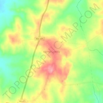 Mappa topografica Monte Castelo, altitudine, rilievo
