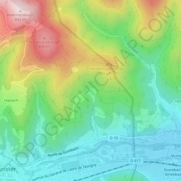 Mappa topografica Kalbach-le-Haut, altitudine, rilievo