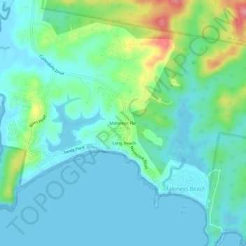 Mappa topografica Maloneys Flat, altitudine, rilievo