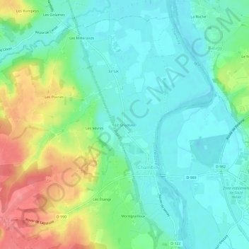 Mappa topografica Le Gruzeau, altitudine, rilievo