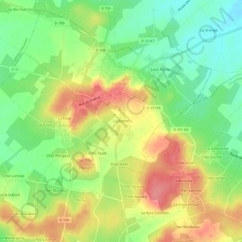 Mappa topografica La Roche, altitudine, rilievo
