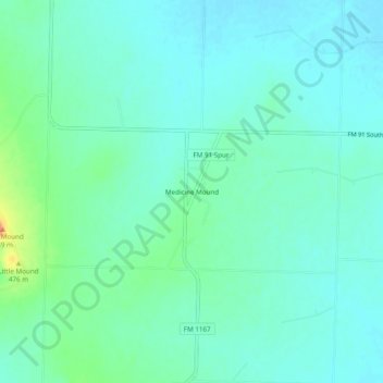 Mappa topografica Medicine Mound, altitudine, rilievo