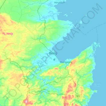 Mappa topografica Bislig, altitudine, rilievo