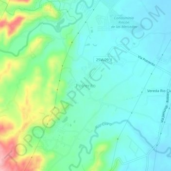 Mappa topografica Potrerito, altitudine, rilievo