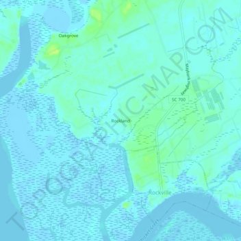 Mappa topografica Rockland, altitudine, rilievo