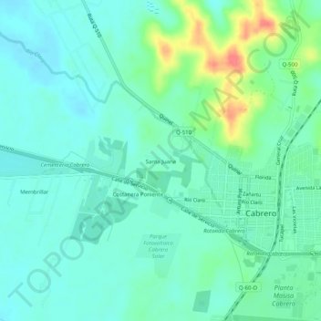 Mappa topografica Santa Juana, altitudine, rilievo