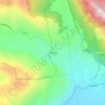Mappa topografica Santa Jona, altitudine, rilievo