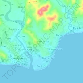 Mappa topografica Kirayan Tacas, altitudine, rilievo